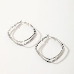 exaggerated double-layer metal geometric earrings European and American fashion simple earrings