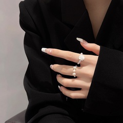 Minority Fashion Simple Pearl Set Rings Design Personality Flower Ring Internet Celebrity Same Style Mori Style Index Finger Ring