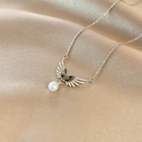 Korean Dongda Fashion Personality Pearl Necklace Design Temperament Wings Pendant Cold Style Zircon Clavicle Chainpicture14