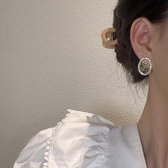 fashion hollow flower earrings cold wind retro hollow earrings geometric zircon copper earrings