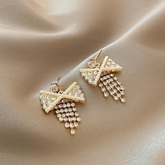 2021 New Fashion Earrings Bow High-Grade Pearl Earrings Korean Graceful Online Influencer Earrings Zircon Earrings