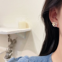Korean fashion opal flower earrings simple temperament earrings slightly inlaid zircon earrings