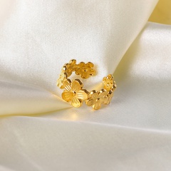 Europäische und amerikanische Internet-Prominente mit dem gleichen Stil INS Wind Blume offenen Ring Titan Stahl Metall Mode Ring 18K Edelstahl Goldring