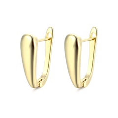 18K gold brass earrings European and American geometric U-shaped oval earrings wholesale