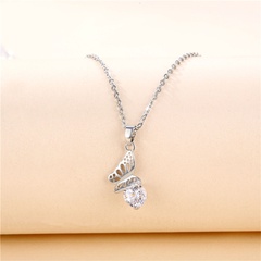 Korean Titanium Steel Necklace Hollow Butterfly Pendant Female Diamond Zircon Simple Clavicle Chain