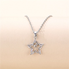 fashion hollow five-pointed star necklace female titanium steel star pendant clavicle chain