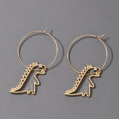 AliExpress Cross-Border Cute Alternative Ornament Gold Diamond Dinosaur Earrings Irregular Animal Ear Ring