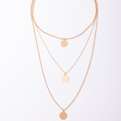 European and American fashion simple jewelry metal disc geometric alloy multi-layer necklace wholesale