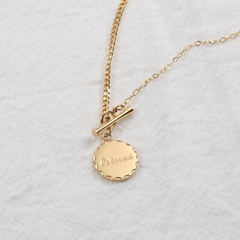 fashion simple lettering round brand OT buckle titanium steel plating 18k real gold necklace wholesale