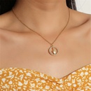 fashion hollow round rhinestone pendant gesture stainless steel necklacepicture4