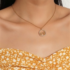 vintage hollow circle rhinestone pendant gesture necklace wholesale