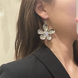 Korean design niche fashion exaggerated big flower earrings with diamonds trendy metal earringspicture10