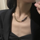 INS Style 18K Gold Titanium Steel Colorfast Necklace Freshwater Black Pearl Stitching Lightning Cold Wind Sweater Clavicle Chainpicture11