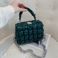 Fashion Pleated Box Bag 2021 New Textured Casual Messenger Bag Thick Chain Fashion Shoulder Small Square Bag