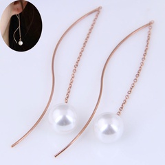 Koreanische Mode einfache Perlen-Titanstahl-Ohrringe
