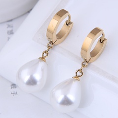 Korean Fashion OL Concise Water Drop Pearl Personality Earrings