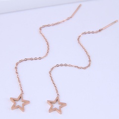 Korean fashion long earrings simple five-pointed star titanium steel personalized earrings