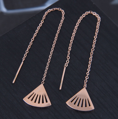 Korean fashion long earrings simple fan-shaped titanium steel personalized earrings