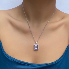 fashion colored diamond square pendant necklace