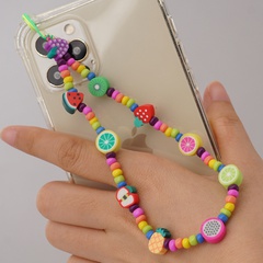 Independent Station Simple Style Phone Accessory Polymer Clay Fruit Accessory Color Glass Beads Mobile Phone Charm Women's Ornaments