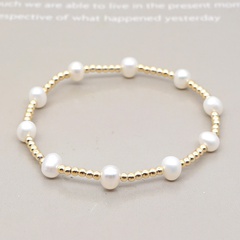 Simple Bohemian Style Affordable Luxury Fashion Baroque Natural Freshwater Pearl Gold Beaded Bracelet Women's Jewelry Fashion