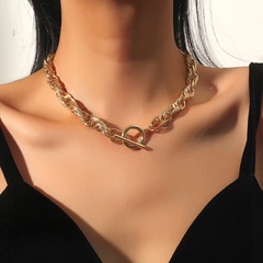 Direkt verkauf grenz überschreiten der neuer Stil minimalist ische Halskette Twist Chain geometrische OT-Schnalle Europäische und amerikanische Mode OL Schmuckstücke