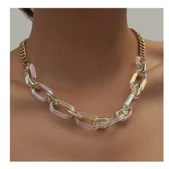fashion thick chain necklace female transparent resin double alloy metal short clavicle chain