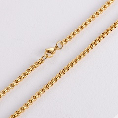AML Foreign Trade Cross-Border Spot Multi-Size Stainless Steel Vacuum Plating 18K Black and Golden Steel Color Square Pearl Chain