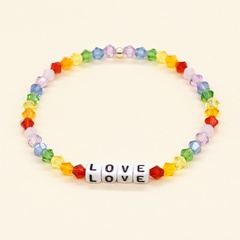 bohemian style rainbow mixed color diamond crystal handmade beaded bracelet