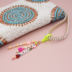 ethnic color acrylic rice beads beetle keychain mobile phone chain wholesale