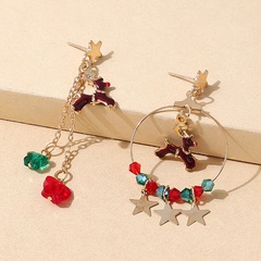 Christmas series creative cute Christmas reindeer asymmetric earrings