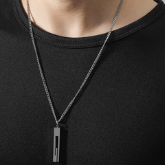 New simple stainless steel back-shaped pillar pendant couple sweater chain