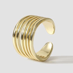 Korean trend real gold electroplated copper open ring female creative geometric ring jewelry