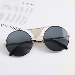 double beam round metal hollow style trendy sunglasses
