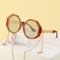 Sunglasses anti-ultraviolet big frame sunglasses chain irregular sunglasses