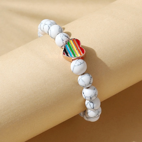 Version coréenne du bracelet de perles coeur nectarine peintes à la mode créative's discount tags