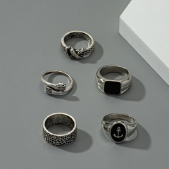 2021 European and American fashion jewelry wholesale five men's ring set wholesale