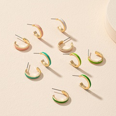 jewelry wholesale 5 pairs of drip-glazed basic hoop earrings geometric jewelry earrings set