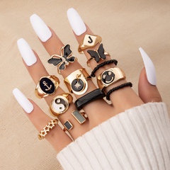 Fashion Retro Ring Set New Cross-Border Sold Jewelry Silver Gossip Hollow European and American Style Ring Qingdao Jewelry