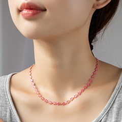 Koreanische Version der Glasur kleine Blumen Halskette einfaches Temperament 2021 neue kleine frische Mode Halskette Frauen