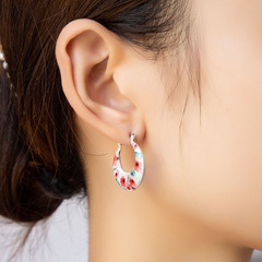 European and American Popular Ornament Wholesale 1 Pair of Printed Ear Clip Earrings Cross-Border Trade Fashion Exaggerated Pattern Earrings
