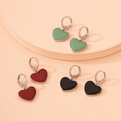 simple small cold wind heart-shaped multi-color earrings