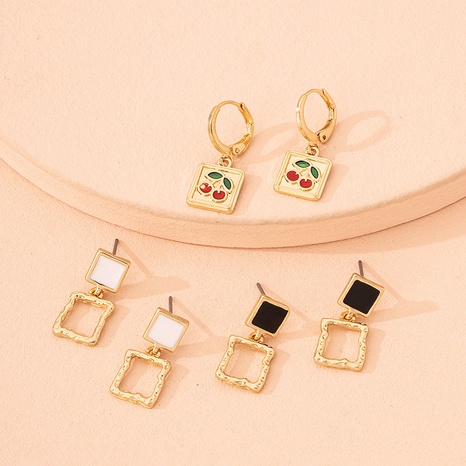 enamel glaze earrings set geometric design earrings's discount tags