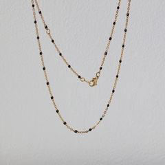 Handmade Epoxy Layered with European and American Black Bean Necklace Clavicle Chain Titanium Steel