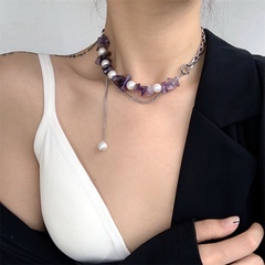 Pearl necklace niche design sense irregular natural stone clavicle chain fashion necklace