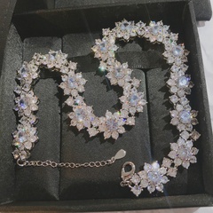 Sun flower necklace niche design trendy women plated high sense of full zircon flower necklace