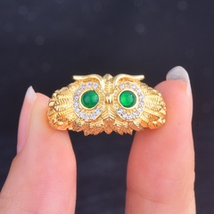 fashion owl ring natural chalcedony bird eagle open color treasure ring