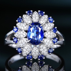 fashion imitation sapphire ring 2 carat European and American three-dimensional color treasure open ring female