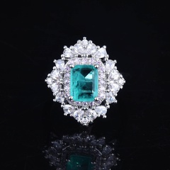 Paraiba ring princess square diamond emerald cut color treasure open ring