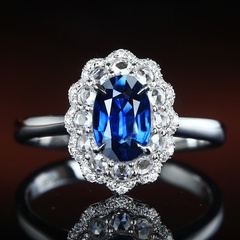 Neuer königlicher Saphir ring im Dai-Stil, klassischer Tauben eier, doppels chichtiger, voller Diamant-Zirkon-Farbschatz-Eröffnungs ring